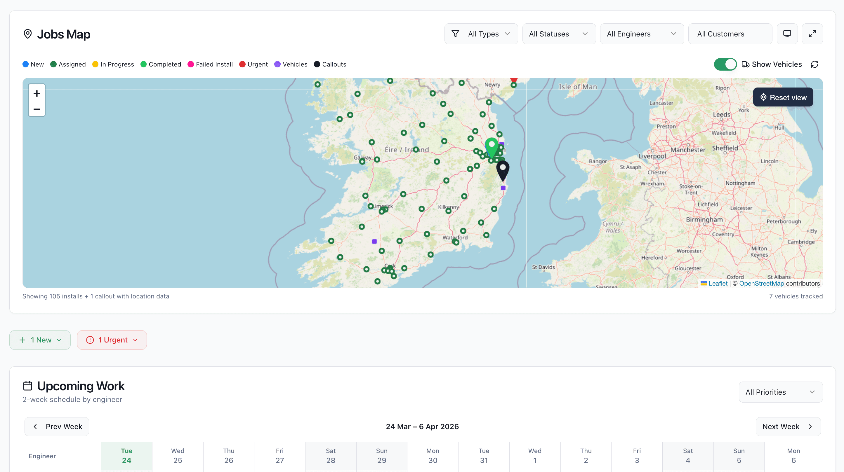 MFIT Jobs Map and Gantt Calendar